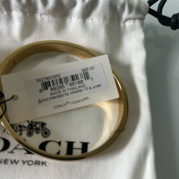Coach Gold stripe Pink "C" Hinge Bangle Bracelet - Picture 3 of 6